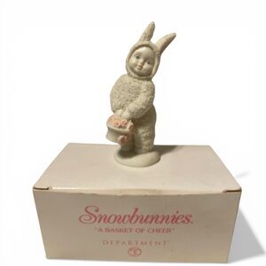 Vintage Dept. 56 Easter Snowbunnies Figurine ‘A Basket Of Cheer’ Original Box
